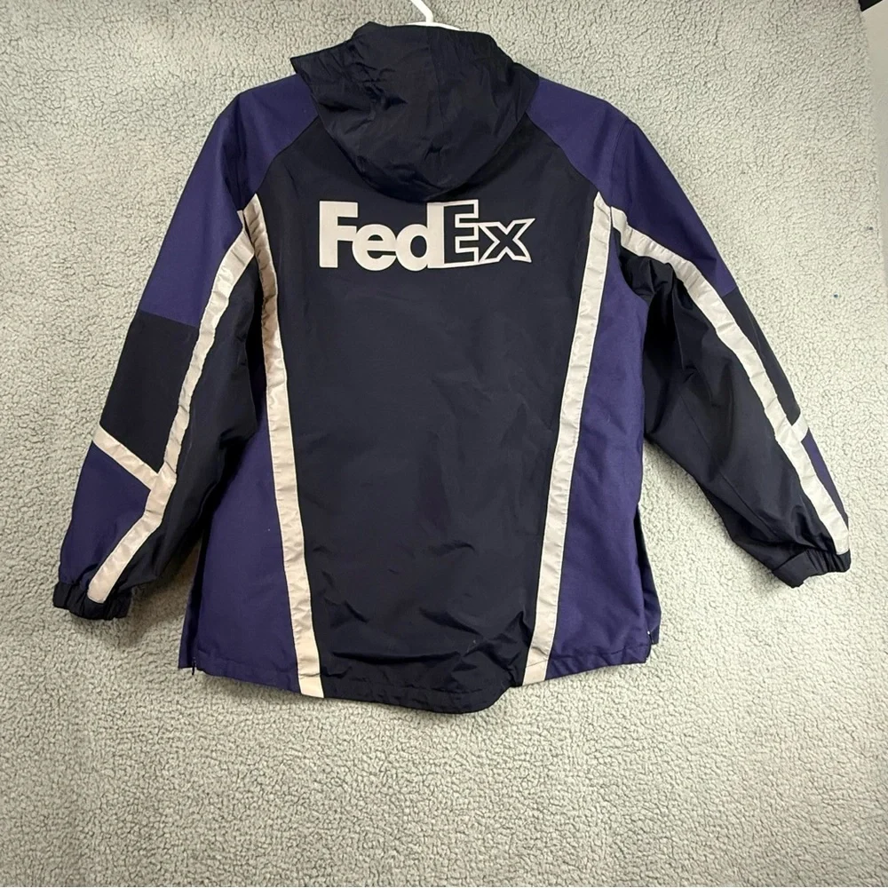 FedEx Black Windbreaker Jacket with Reflective Trim - Picture 10 of 16